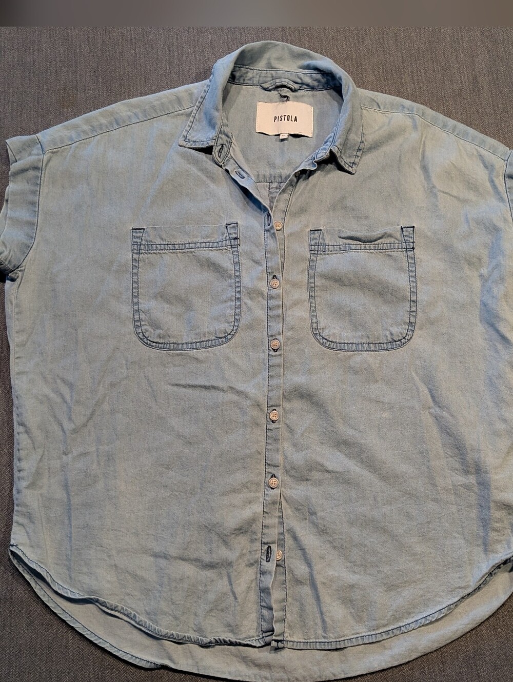 Pistola faded light blue denim casual button-down shirt Size XS Men's
